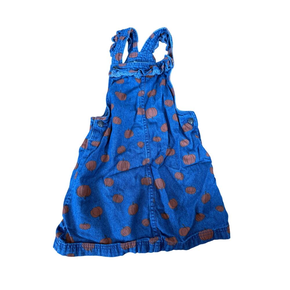 Max Studio kids denim overalls pumpkin print dress